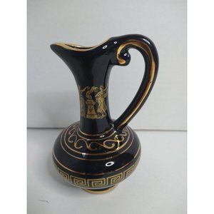 Vintage Cobalt Blue & Gold Vase Handmade In Greece W/ 24 K Gold